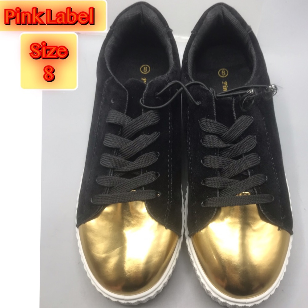 Pink Label Black & Gold Women’s Platform Sneakers